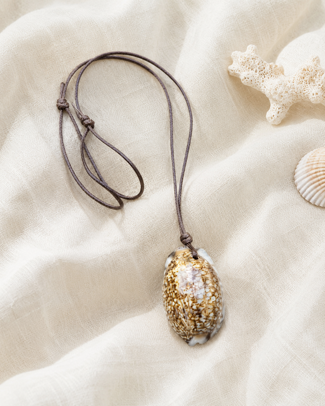 Natural cowrie shell necklace organic summer accessory