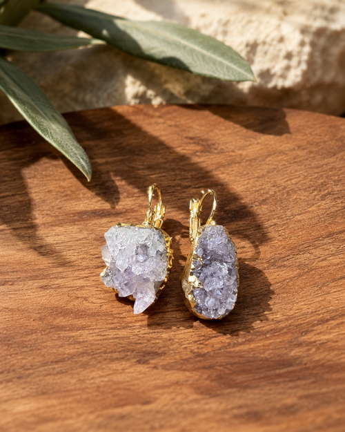 Solera Felice Amethyst Druzy Earrings natural amethyst accessory product photo