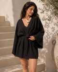 Solera Felice Black Linen Kimono