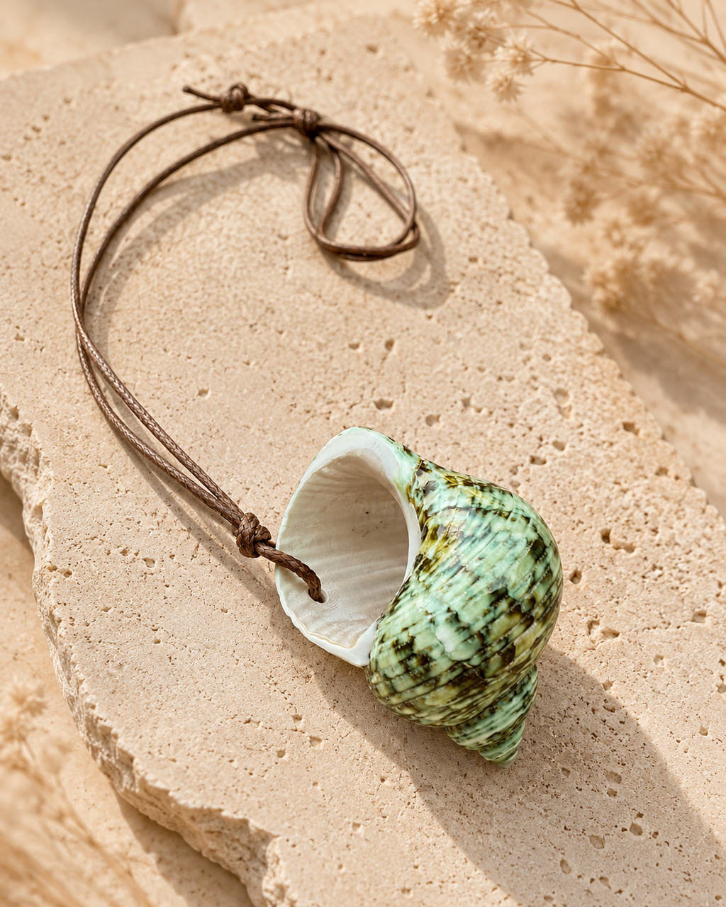 Natural Green Turbo shell pendant necklace Solera Felice