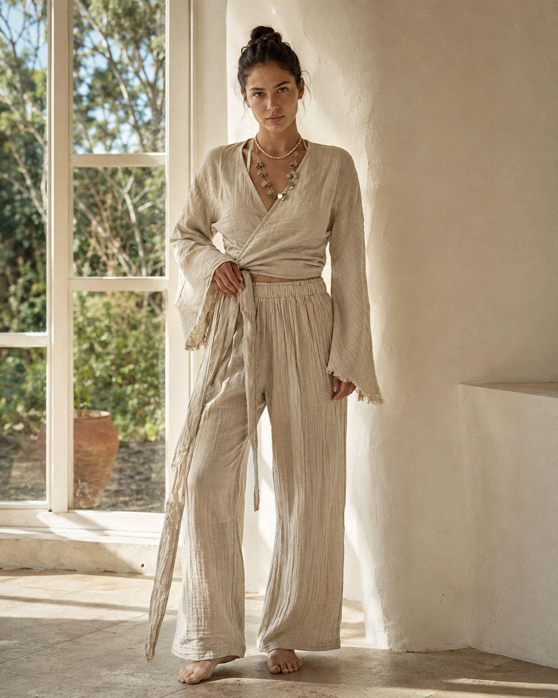 Solera Felice Cream Double Muslin Set