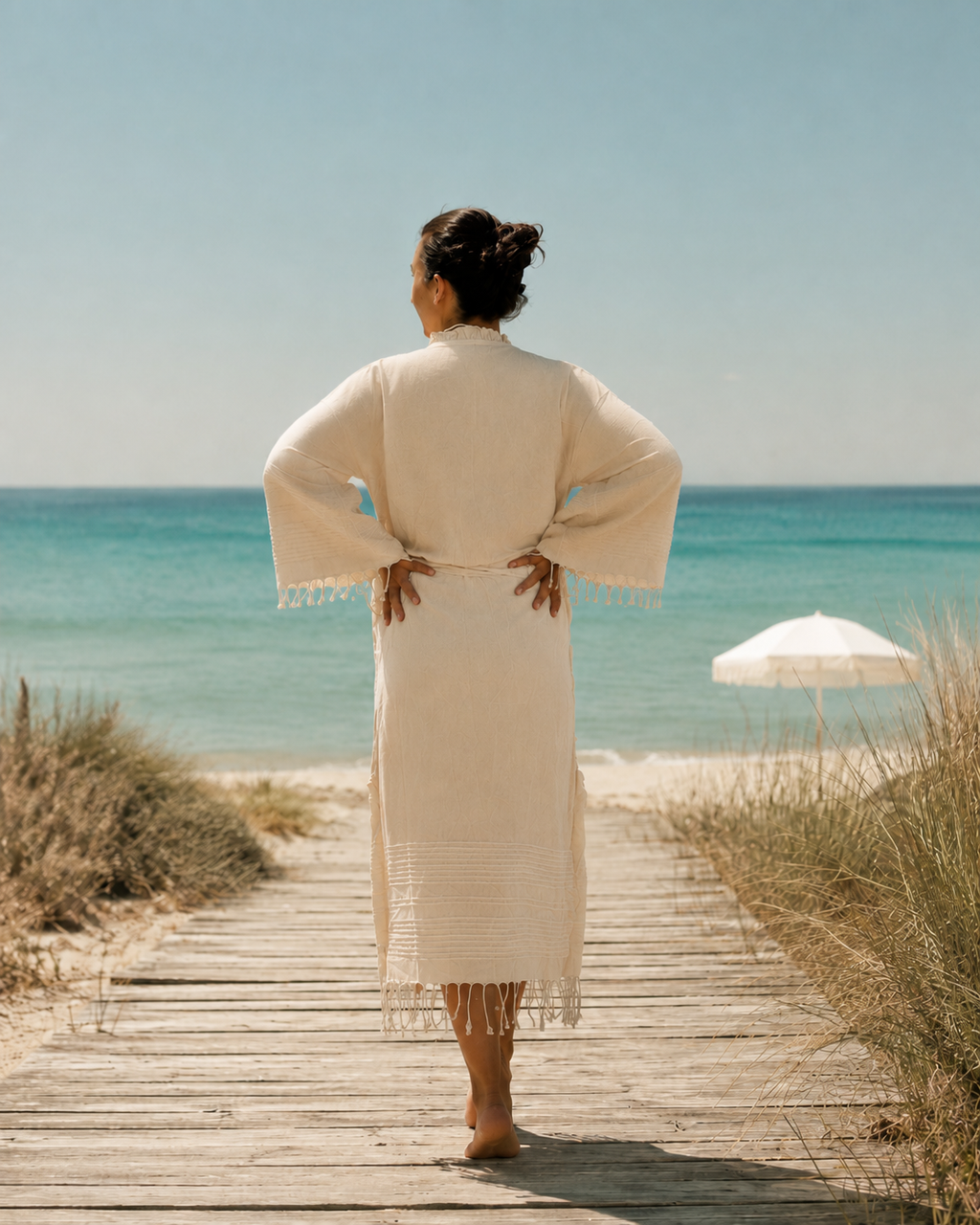 Solera Felice White Ruffle Cotton Wrap Dress