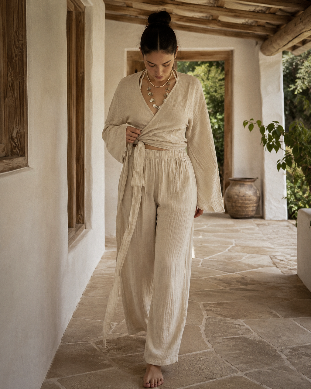 Solera Felice Cream Double Muslin Set