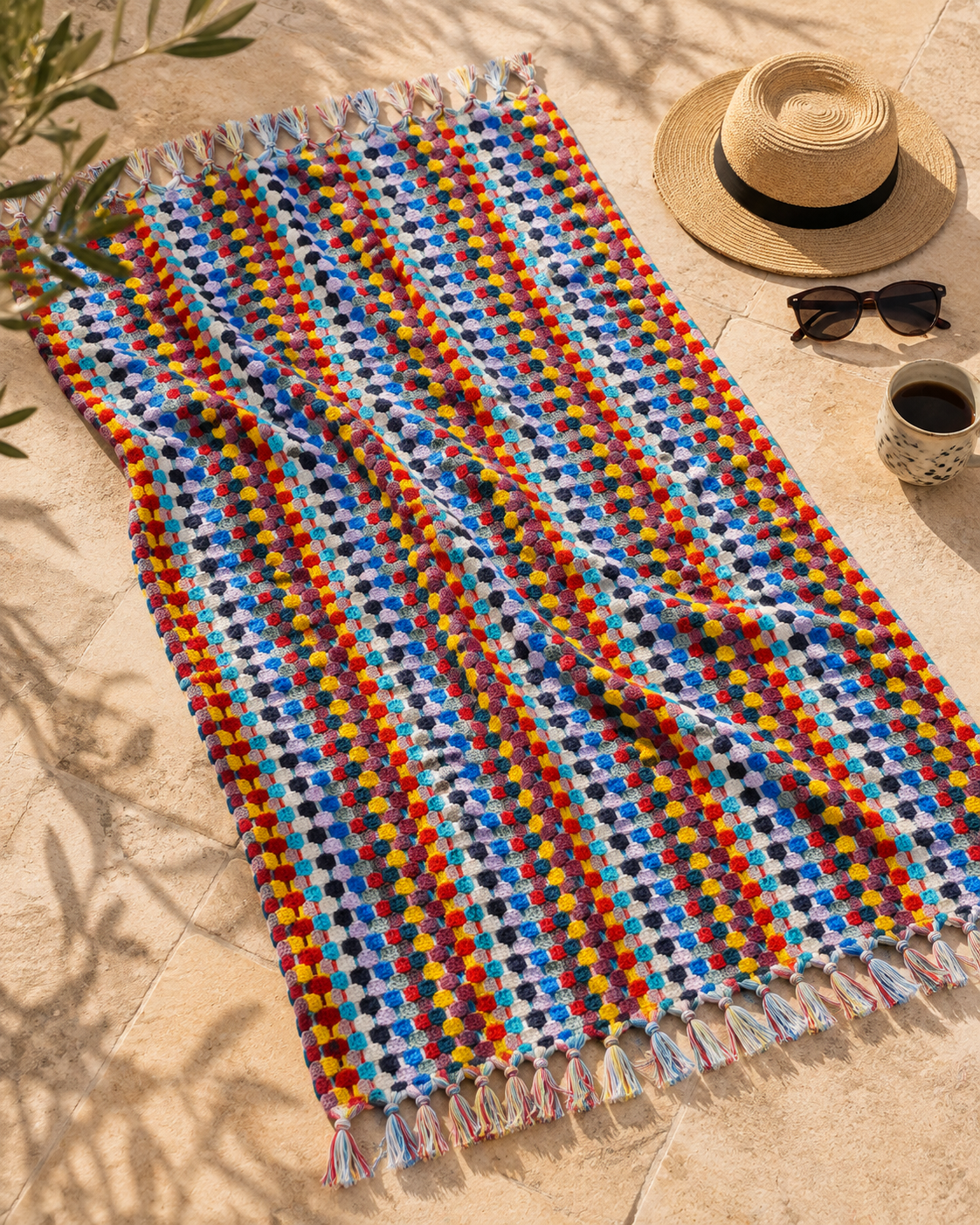 Solera Felice Multicolour Bobble Cotton Beach Towel