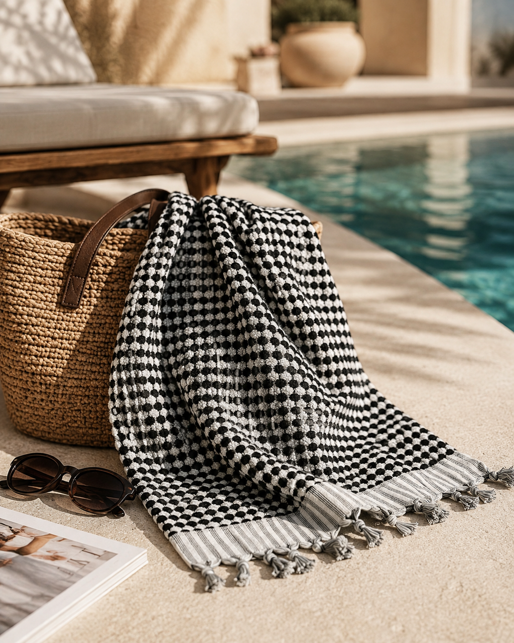Solera Felice Monochrome Bobble Cotton Beach Towel