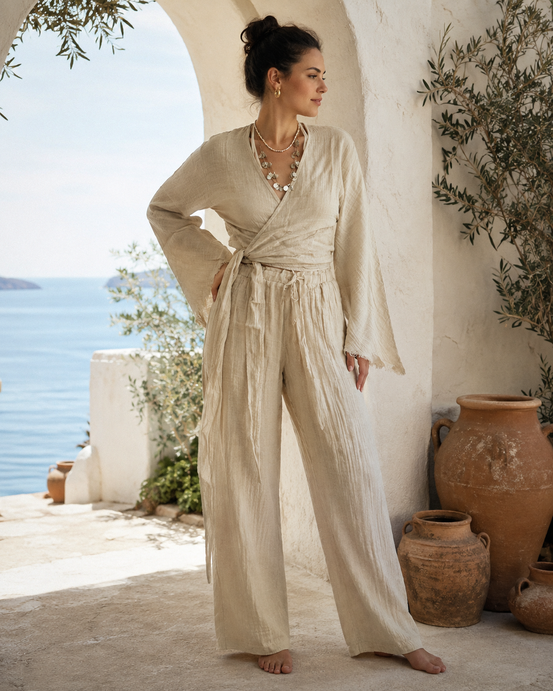 Solera Felice Cream Double Muslin Set