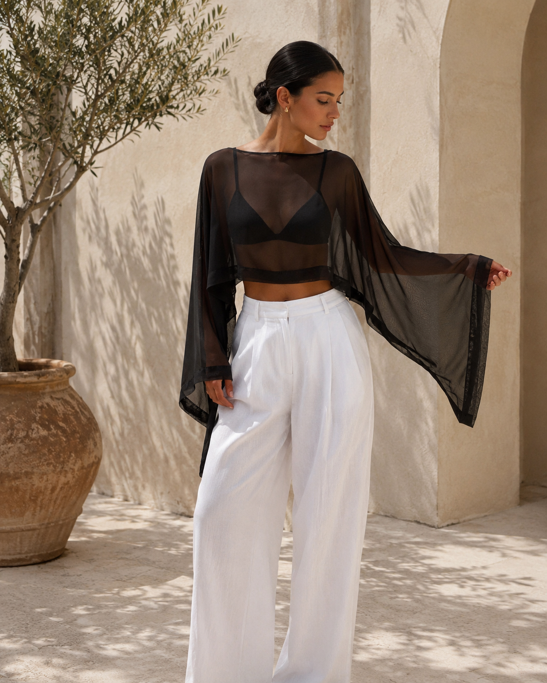 Black Sheer Chiffon Top