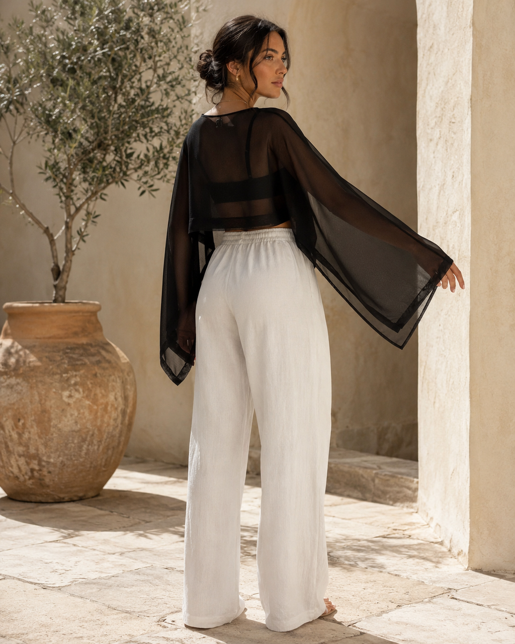 Black Sheer Chiffon Top